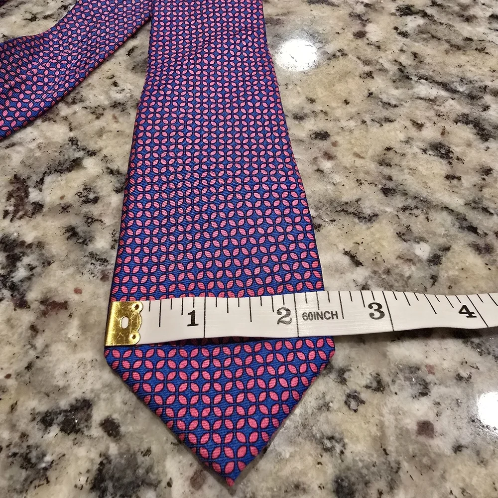 J.Crew 100% Silk Tie – Red/pink & Navy Micro Print